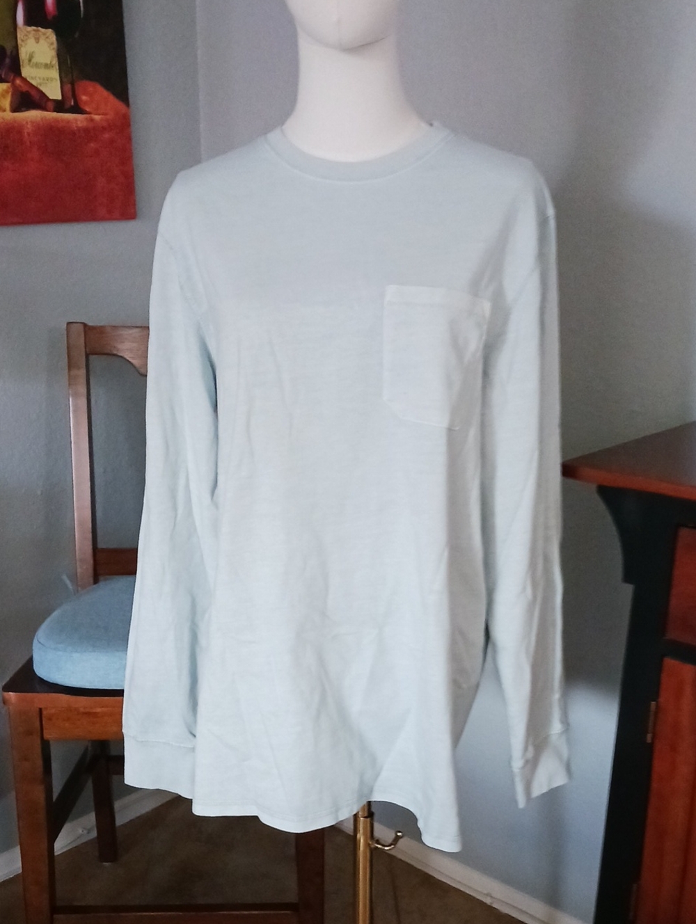 NEW!  Goodfellow & Co- Men's Light Blue Long Sleeve Pocket Tee